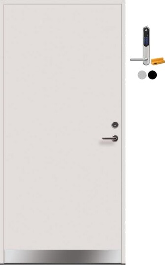 Ytterdør Tundøren Tun 608 Funkis Hvit med Yale Doorman Classic Home