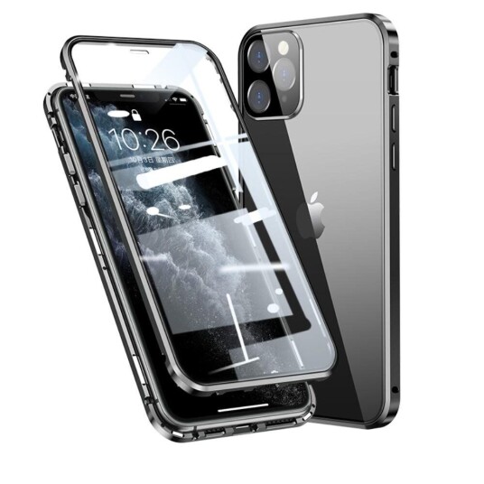 INCOVER iPhone 11 Pro Max 360 graders magnetisk deksel med glass bak og front - svart