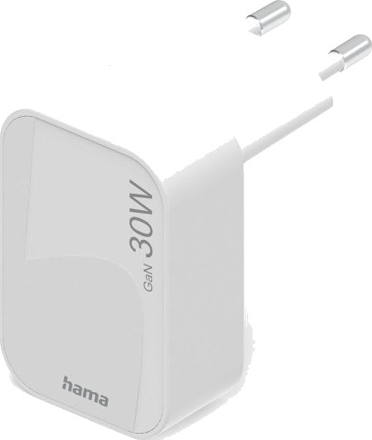 Hama GaN PD 30W USB-C Lader Rask Sammenleggbar Hvit