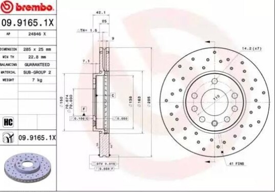 Bremseskive BREMBO 09.9165.1X