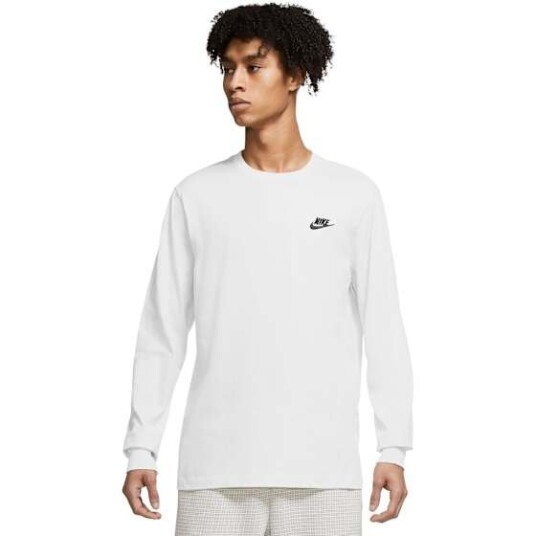 Nike Sportswear Club LS T Shirt Herre White/Black M