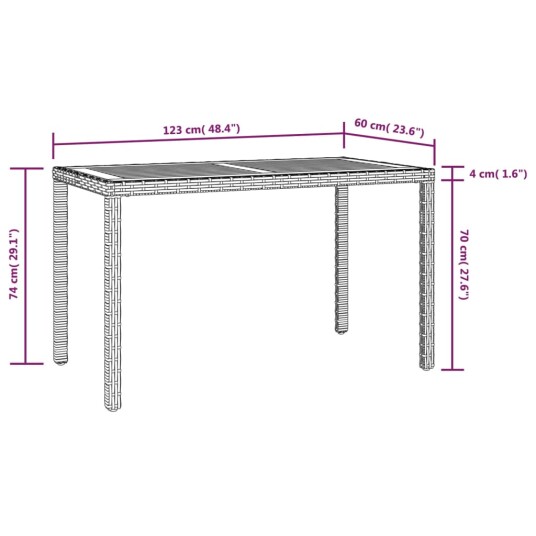  Hagebord svart og brun 123x60x74 cm heltre akasie