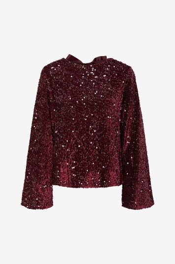 pieces - Topp pcKam LS Deep Back Bow Top BC - Rød
