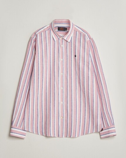 Morris Douglas Linen Striped Shirt Red/White