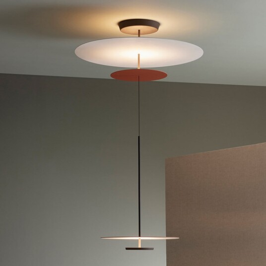 Flat LED hengelampe 3 lyskilder Ø 90 cm terrakotta   Vibia   Stue   Moderne   Metall   Med flere lyskilder