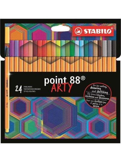 STABILO point 88 fineliner Arty cardboard wallet of 24 colors STABILO point 88 fineliner Arty cardboard wallet of 24 colors