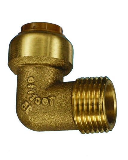 Tectite Classic 90° Albu med Utvendige Gjenger 22 mm x 3/4" i Messing