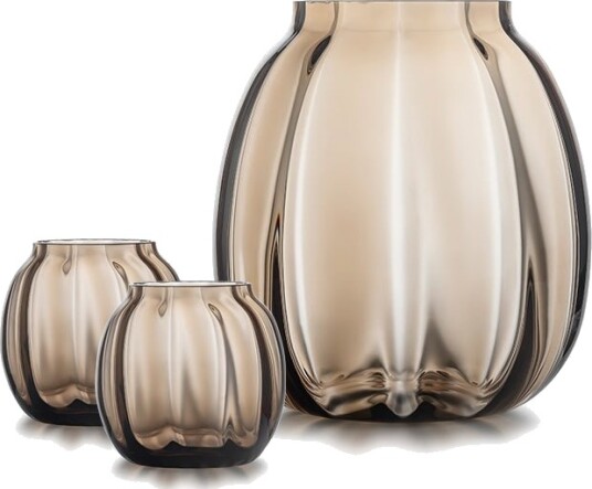 Hadeland Glassverk Ella Vase + Telysholdere Kakao