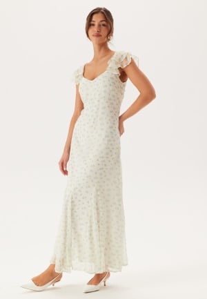 VERO MODA Vmsmilla S/L ANKLE FRILL DRESS Bright White Aop: Airy Blue Jo M