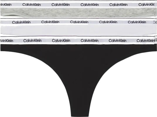 Calvin Klein Truser 3P Modern Logo Thongs Hvit/Grå bomull X-Small Dame