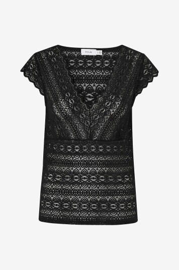 Vila Topp viChikka V neck Cap Sleeve Top Svart