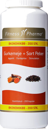 Fitness Pharma Gurkemeje & Sort Peber 200 Kapsler Fitness Pharma Gurkemeje & Sort Peber 200 Kapsler