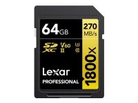 Lexar Minnekort Lexar Pro 1800x SDXC R270/W180 64GB U3 (V60) UHS-II
