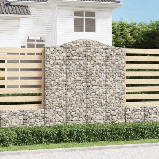 vidaXL Gabionkurver buede 14 stk 200x30x220/240 cm galvanisert jern