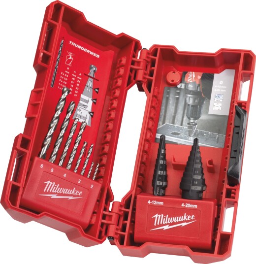 Milwaukee Sett Med Trinnbor Og Hss-G Bor Thunderweb 10 Stk. Milwaukee Sett Med Trinnbor Og Hss-G Bor Thunderweb 10 Stk.