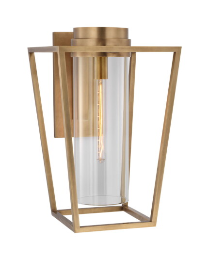 Visual Comfort Presidio Bracketed Sconce Antique Brass/Clear Glass M Visual Comfort Presidio Bracketed Sconce Antique Brass/Clear Glass M