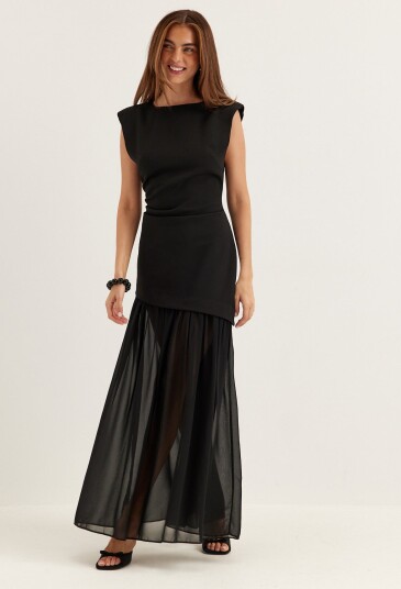 Bubbleroom Occasion Sleeveless Mixed Fabric Maxi Dress
