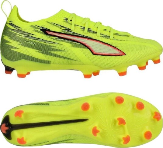 PUMA Ultra 6 Pro FG/AG Unleashed Gul/PUMA Svart/rød/Lime Squeeze Barn størrelse 37