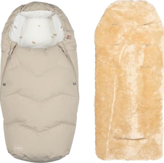 Vognpose Voksi® Urban Seashell Sand Wings + Lammeskinn Til Vogn Natur Vognpose Voksi® Urban Seashell Sand Wings + Lammeskinn Til Vogn Natur