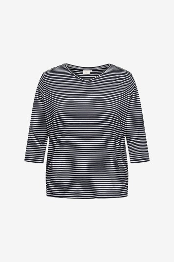 Only Carmakoma Topp carLina 3/4 Sleeve V neck Blouse Blå