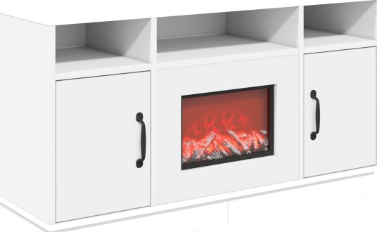 vidaXL Elektrisk peis Hvit 100 x 33 x 55 cm Konstruert tre