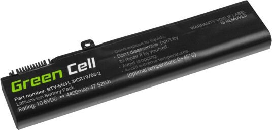 Green Cell Batteri Til Bærbar Pc Tilsvarer: Msi Bty-M6h Litiumion 6-Cellers 4400 Mah Svart MS16