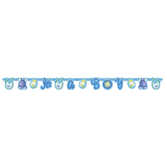Blå Babyshowerbanner "Klesklyper" | Slikkepott.No