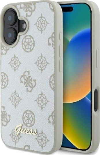 GUESS Peony Script Logo MagSafe Mobildeksel til iPhone 16 - Hvit