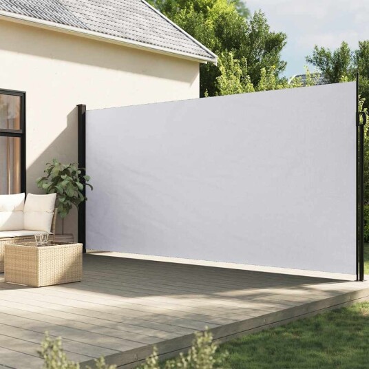 Uttrekkbar sidemarkise hvit 220x500 cm