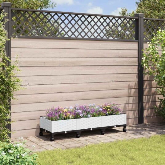 vidaXL Hagekrukke med hjul Hvit 120 x 40 x 33 cm PP