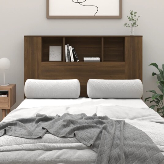 vidaXL Sengegavlskap brun eik 120x18,5x104,5 cm