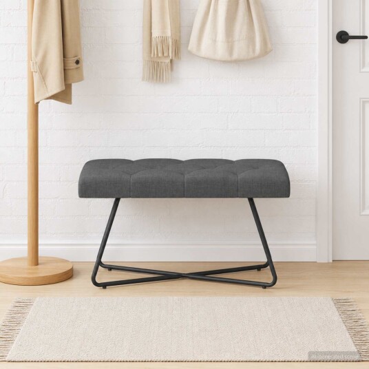 vidaXL Benk med knappheft Mørkegrå 80 x 40 x 46 cm Stoff