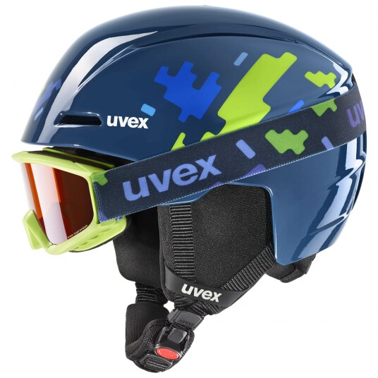 Uvex Viti Set Skihjelm + Skibriller Junior Blue Puzzle 46 50cm