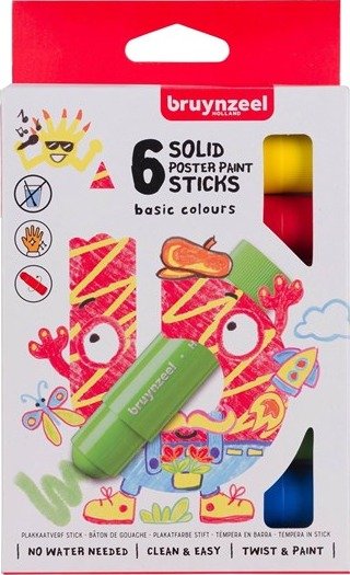 Bruynzeel Gouache Sticks Basic 6 pcs