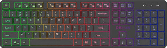 Delux SK800GL Slim trådlåst tastatur med RGB-belysning stille taster