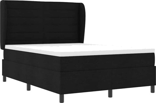 Box Spring Seng med Madrass Svart 160x200 cm Stoff