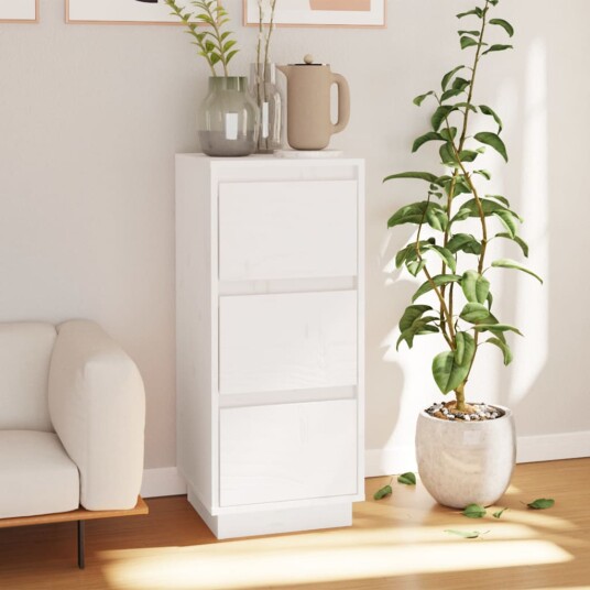 vidaXL Skjenk hvit 32x34x75 cm heltre furu vidaXL Skjenk hvit 32x34x75 cm heltre furu