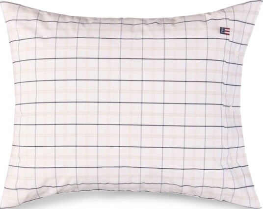 Lexington Checked Cotton Poplin Putevar Hvit / Beige / Marineblå 50x90 cm