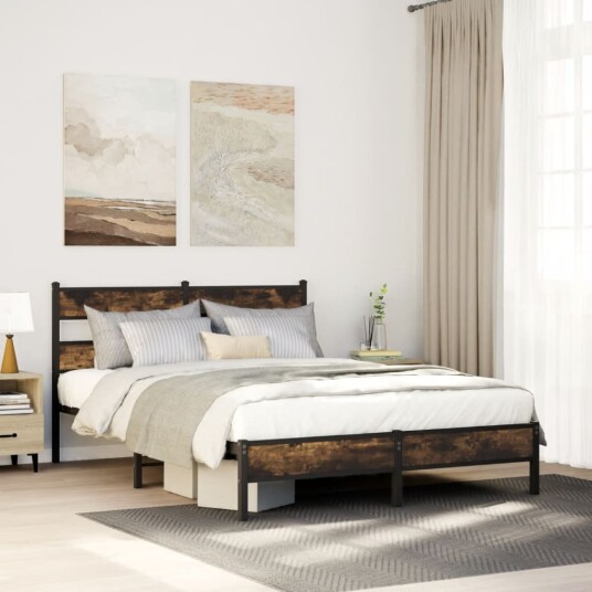 Sengeramme uten madrass med hodegavl sonoma eik 140x200 cm 8721158377906