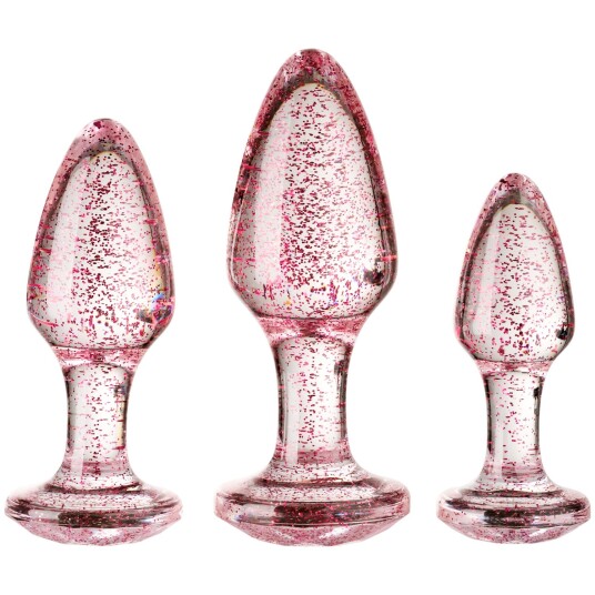 baseks Pink Glitter Analpluggsett       - Lyserosa
