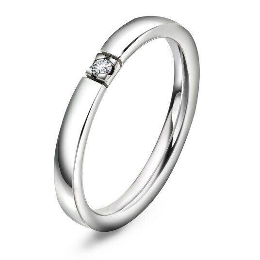 Pan Jewelry, Lady alliansering i 585 hvitt gull med diamant 0,03 ct