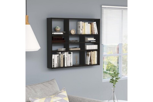 Vegghylle svart 90x16x78 cm sponplate
