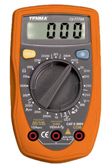 Digitalt håndholdt multimeter med batteri