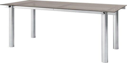 Atura Spisebord 200x90 cm, Rustfritt Stål / Tinded Glass