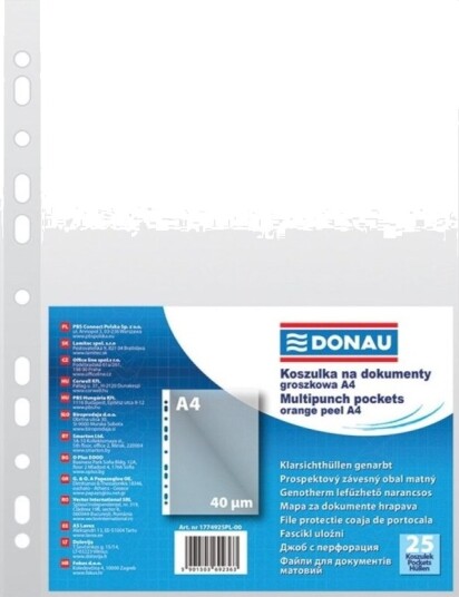 Donau Dokumentmapper Donau I Pp, A4, Småprikkete, 40 Mikron, 25 Stk Donau Dokumentmapper Donau I Pp, A4, Småprikkete, 40 Mikron, 25 Stk
