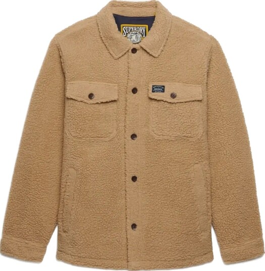 Superdry Retro Fleece Overshirt CLASSIC TAN BROWN 3XL