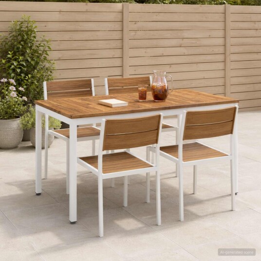 vidaXL Hage middagsbord Naturlig og Hvit 108,5 x 55 x 75 cm