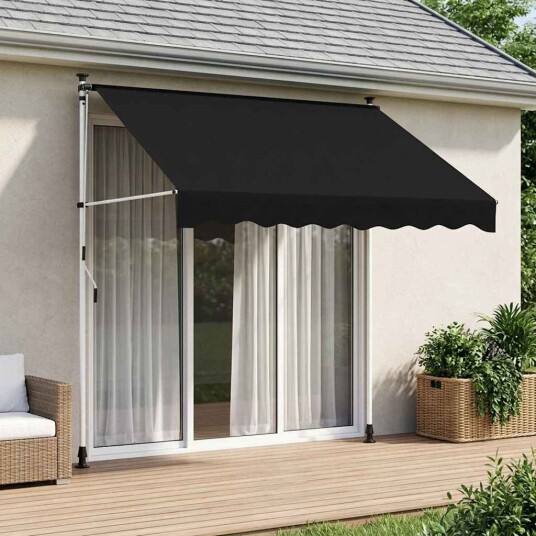 vidaXL Manuell utskiftbar markise Svart 350 cm