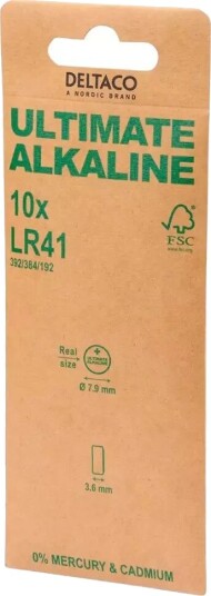 Deltaco 10-pack Alkaline LR41 Knappcellebatterier 1.5V