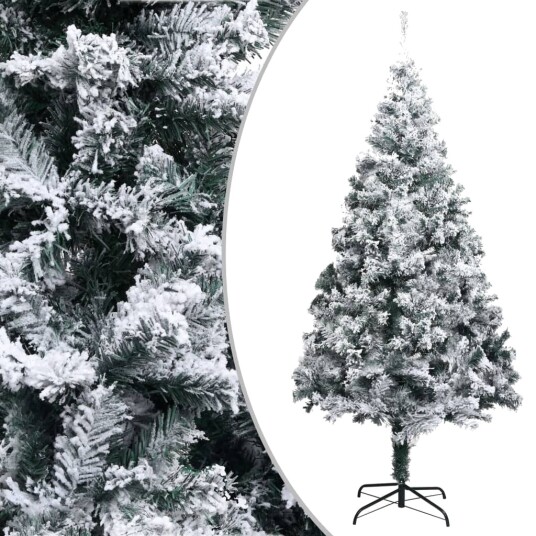 vidaXL Kunstig juletre med flokket snø grønn 210 cm PVC vidaXL Kunstig juletre med flokket snø grønn 210 cm PVC
